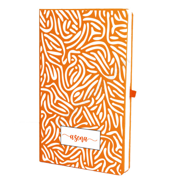 Beyaz Desenli Turuncu Ajanda online tasarla