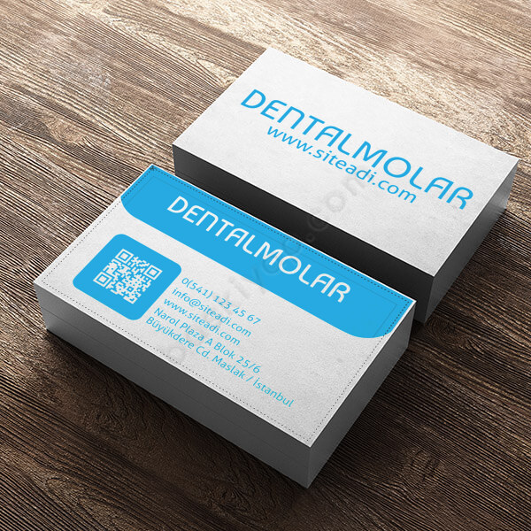 Beyaz Mavi Renkli Diş Hekimi Kartviziti online tasarla