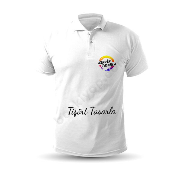 Beyaz Polo Yaka Tişört online tasarla