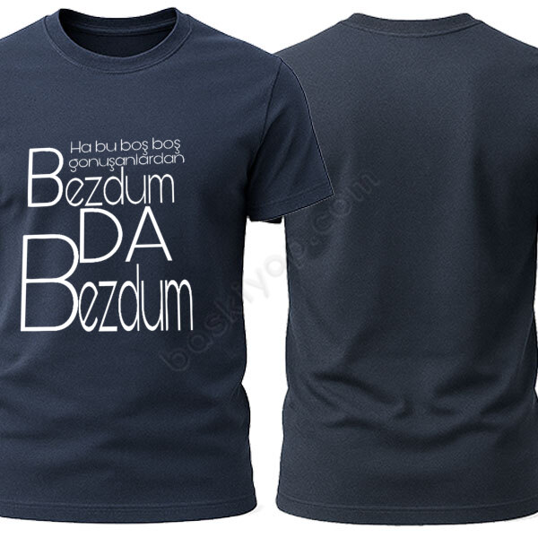 Bezdum Tasarımlı Unisex Lacivert Kişiye Özel Tişört online tasarla