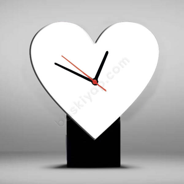 Bir Çok Dilde Seni Seviyorum Yazılı Kalp Şeklinde Masa Saati online tasarla