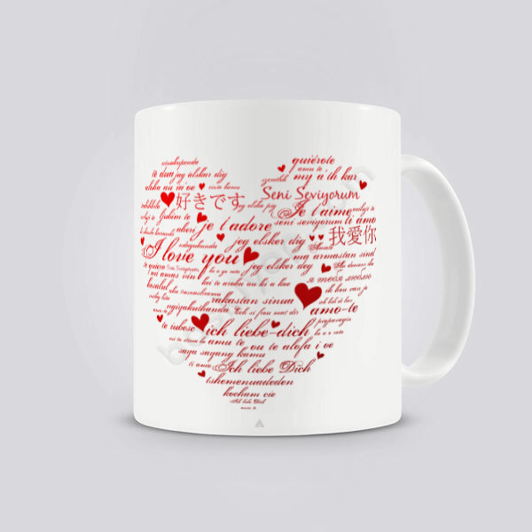 Bir Çok Dilde Seni Seviyorum Yazılı Kupa Bardak online tasarla