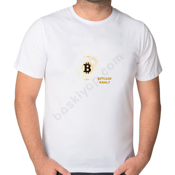 Bitcoin Tasarımlı Beyaz Erkek Tişört online tasarla