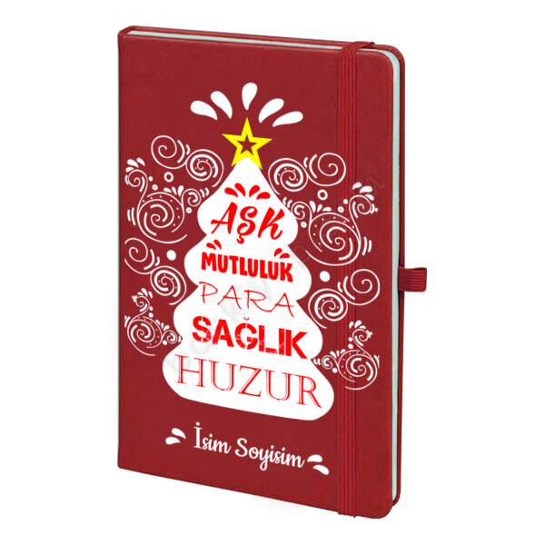 Çam Ağacı Tasarım Yılbaşı Kırmızı Ajanda online tasarla