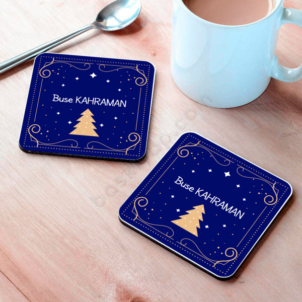 Çam Ağacı Tasarımlı Bardak Altlığı online tasarla