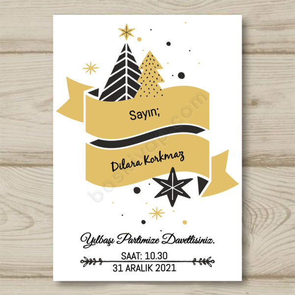 Çam Ağacı Tasarımlı Davetiye 10X15 online tasarla