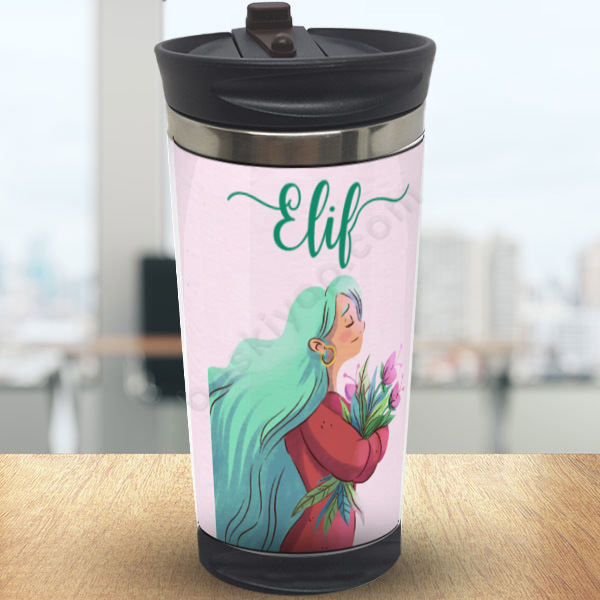 İsimli Kız Görselli Çelik Termos online tasarla