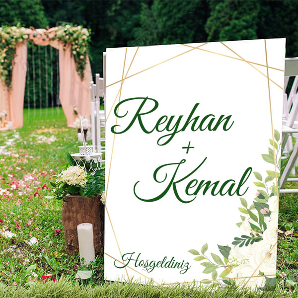 Çerçeveli Beyaz Çiçekli Ayaklı Pano online tasarla