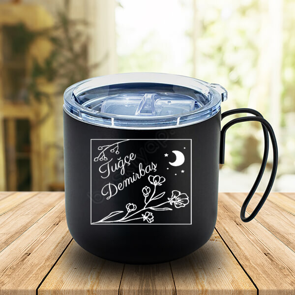 Çerçeveli Çiçek Tasarımlı Çelik Termos online tasarla