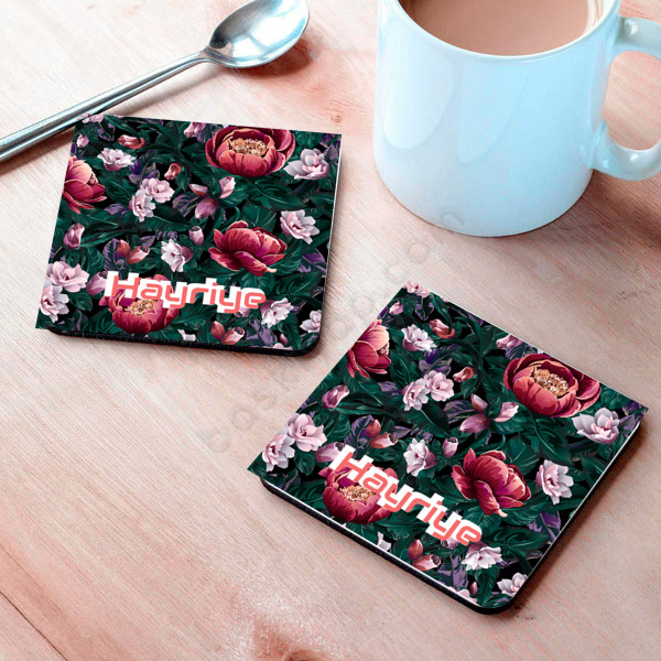 Çicek Desenli Bardak Altı online tasarla