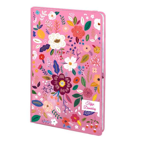 Çiçek Desenli Pembe Ajanda online tasarla