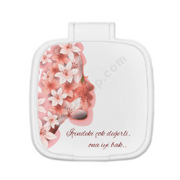 Çiçek Kadın Tasarımlı Kare Ayna online tasarla