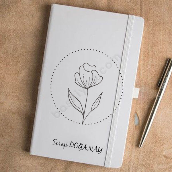 Çiçek Tasarım Beyaz Defter Ajanda online tasarla