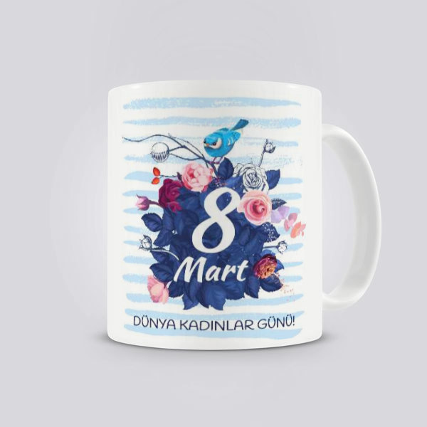 Çiçekli 8 Mart Kupa Bardak online tasarla