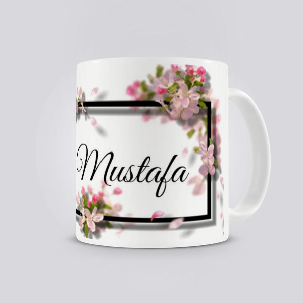 Çiçekli Çerçeveli Sevgili İsimli Kupa Bardak online tasarla