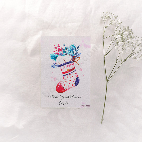 Çiçekli Çorap Tasarımlı Anı Kartı online tasarla