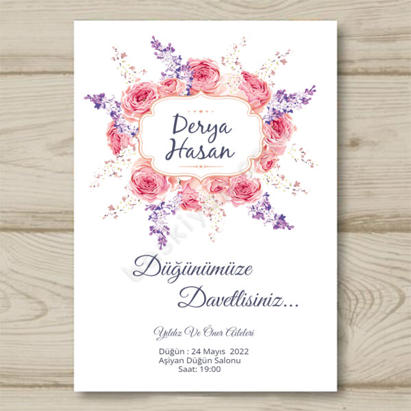 Çiçekli Davetiye online tasarla