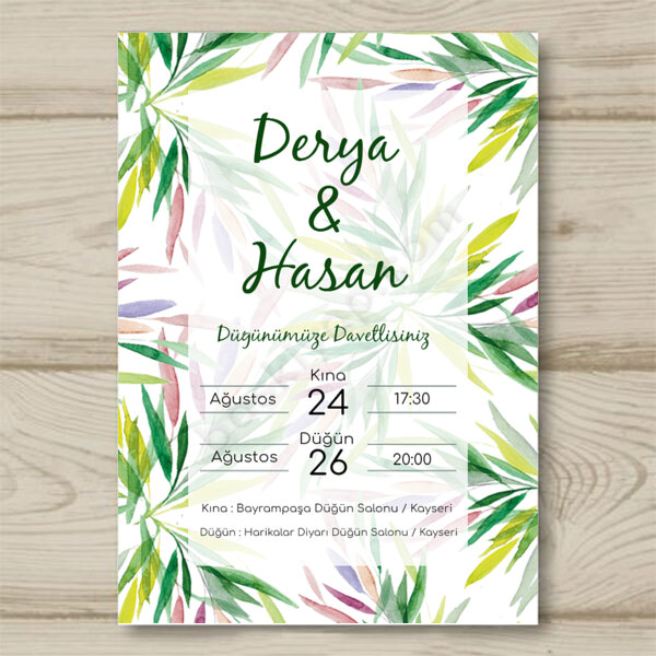 Çiçekli Düğün Davetiyesi Tasarımı online tasarla