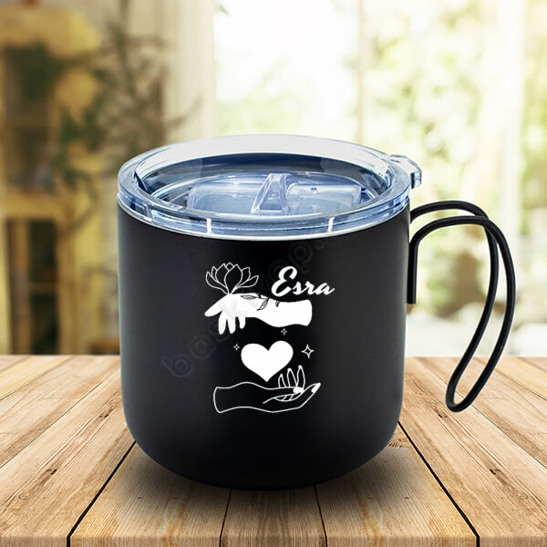 Çiçekli El Tasarım Çelik Termos online tasarla