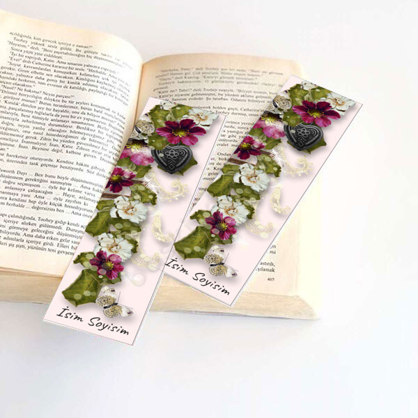 Çiçekli Kitap Ayracı online tasarla