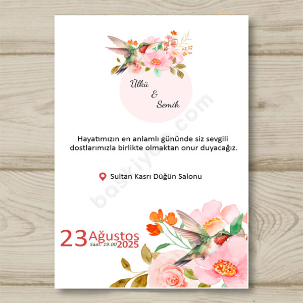 Çiçekli Kraft Davetiye Tasarımı online tasarla