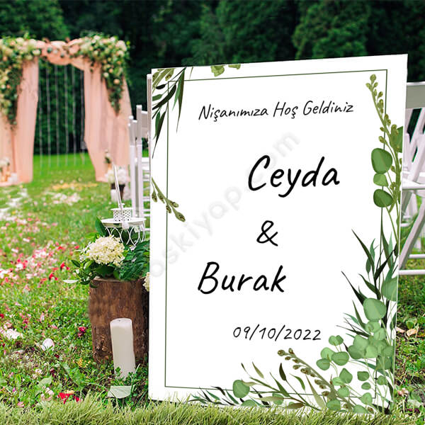Çicekli Nişan Ayakalı Pano online tasarla