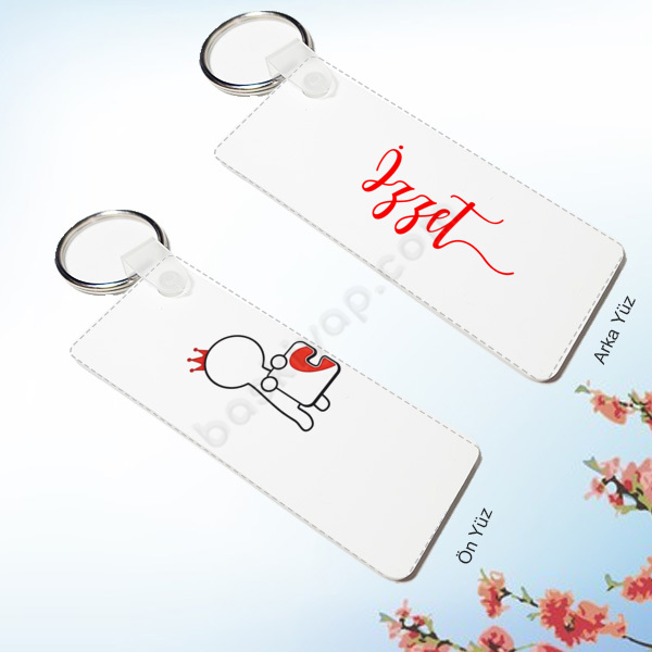 Çift Erkek Beyaz Dikdörtgen Anahtarlık online tasarla