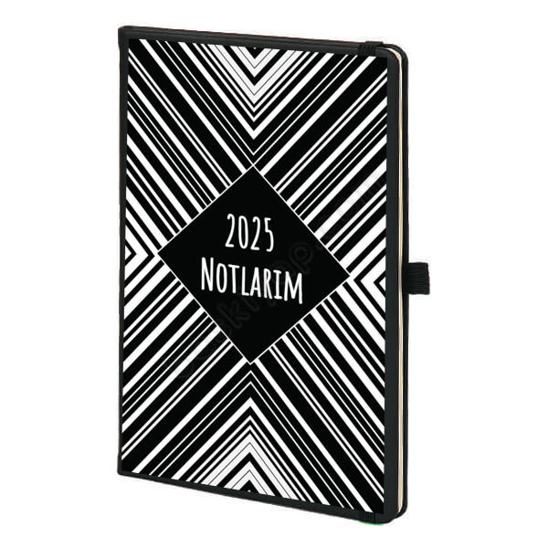 Çizgi Tasarımlı Siyah Ajanda online tasarla
