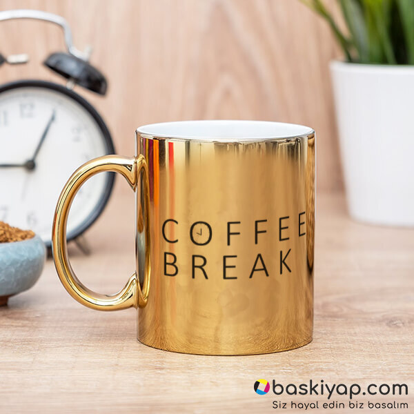 Coffee Baskılı Gold Kupa Bardak online tasarla