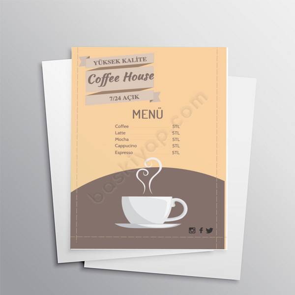 Coffee House A4 Broşür Menü online tasarla