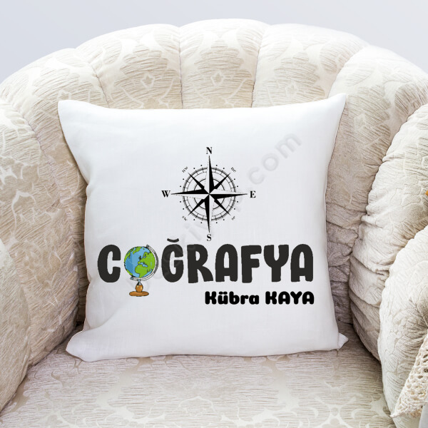 Coğrafya Öğretmeni Tasarım Yastık Kılıfı online tasarla