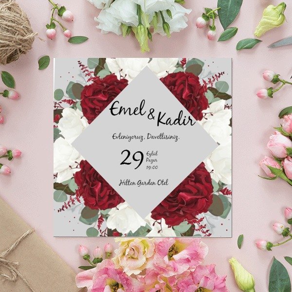 Bordo Çiçekli online tasarla