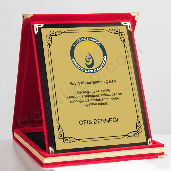 Dernek Teşekkür Plaketi Örneği online tasarla