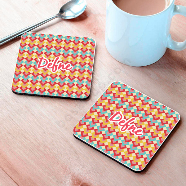 Desenli 2 Bardak Altlığı online tasarla