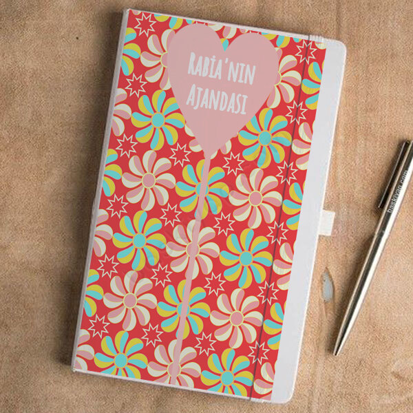 Desenli 9 Beyaz Ajanda online tasarla