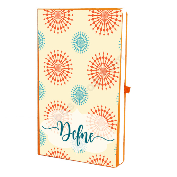 Desenli Turuncu Ajanda online tasarla