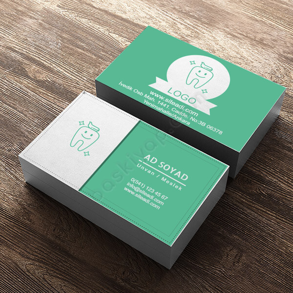 Diş Hekimi Su Yeşili Renkli Kartvizit online tasarla