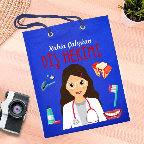Diş Hekimi Mavi Bez Çanta online tasarla