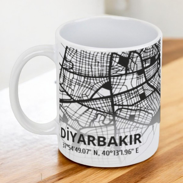 Diyarbakır Şehir Haritası Baskılı Kupa online tasarla
