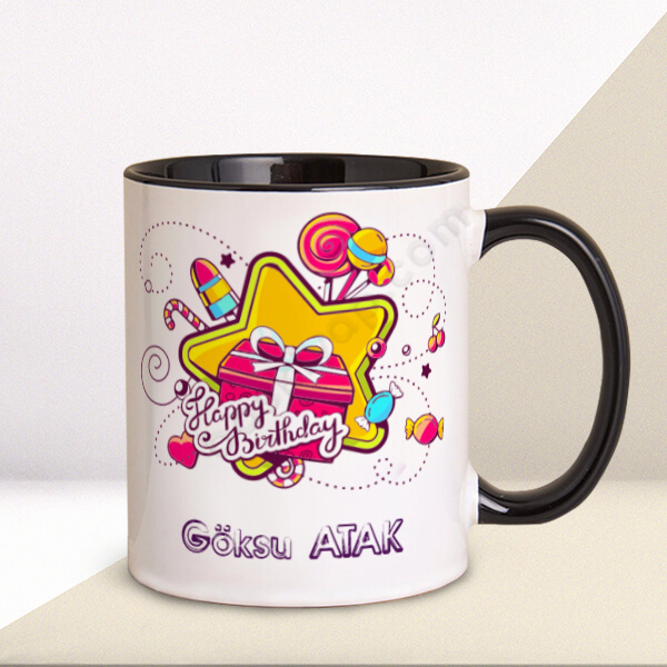 Doğum Günü Tasarım Siyah Kupa online tasarla