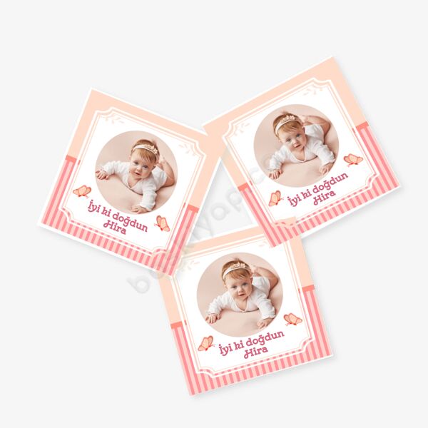 Kız Bebekler İçin Doğum Gününe Özel Sticker online tasarla
