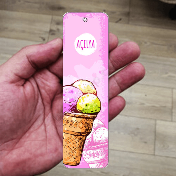 Dondurma Baskılı Metal Kitap Ayracı online tasarla