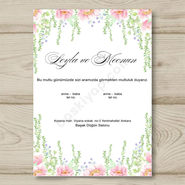 Düğün İçin Kraft Davetiye online tasarla