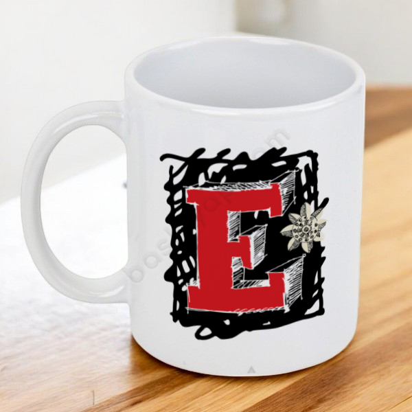 E Harfli Kupa Bardak online tasarla