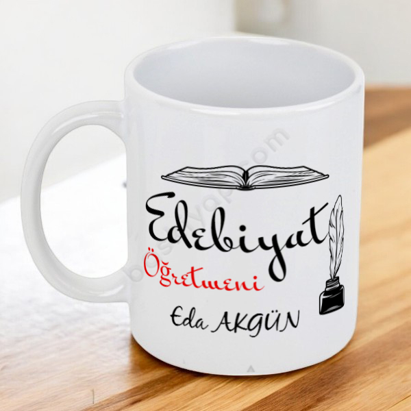 Edebiyat Öğretmeni Tüy Tasarım Kupa Bardak online tasarla
