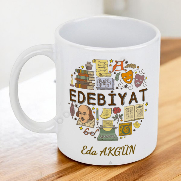 Edebiyat Öğretmenine Özel Beyaz Kupa Bardak online tasarla