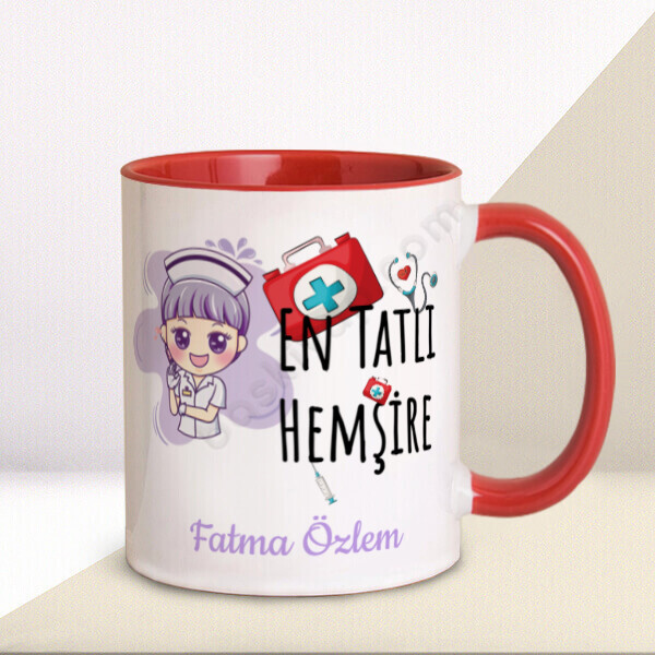 En Tatlı Hemşire Kırmızı Kupa Bardak online tasarla