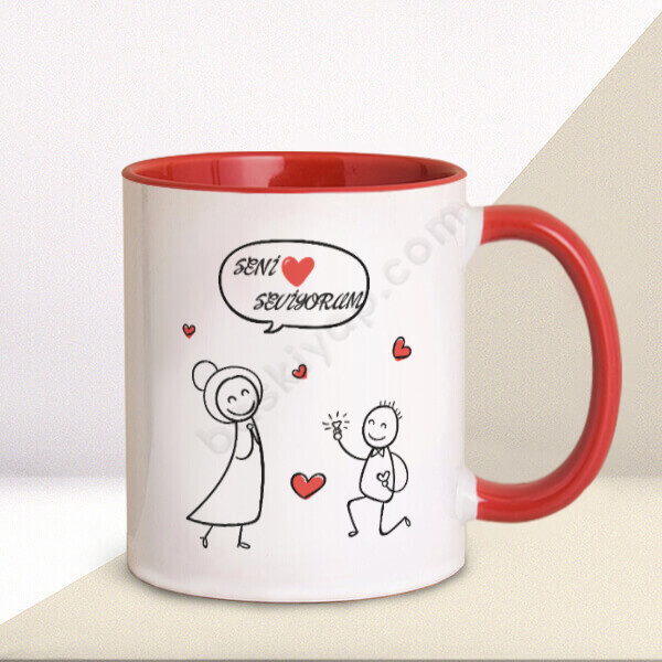 Evlenme Teklifi Kırmızı Kupa Bardak online tasarla