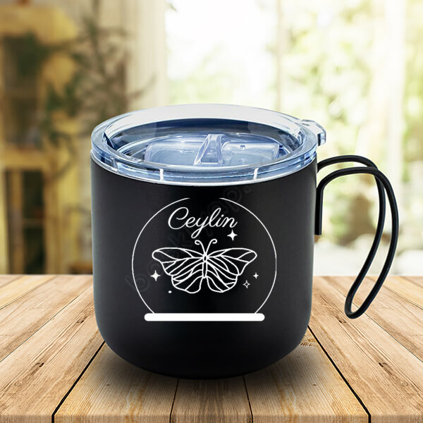 Fanus Kelebek Tasarımlı Çelik Termos online tasarla