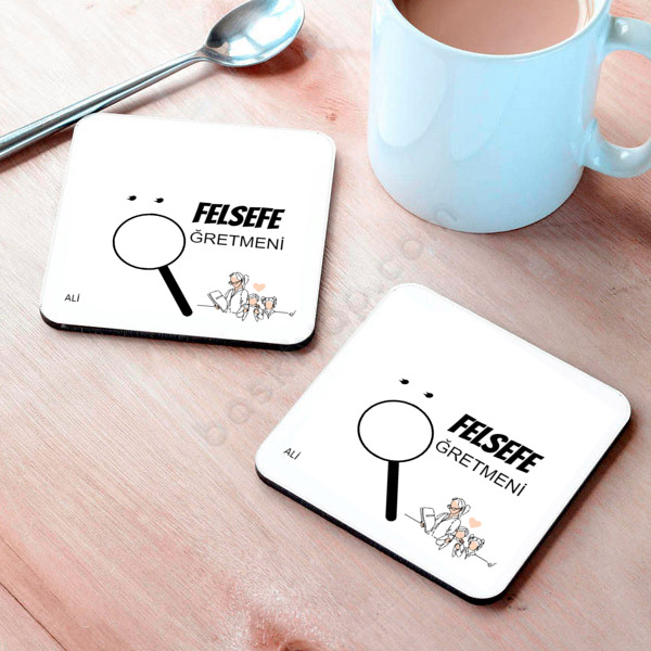 Felsefe Öğretmeni Temalı Bardak Altlığı online tasarla